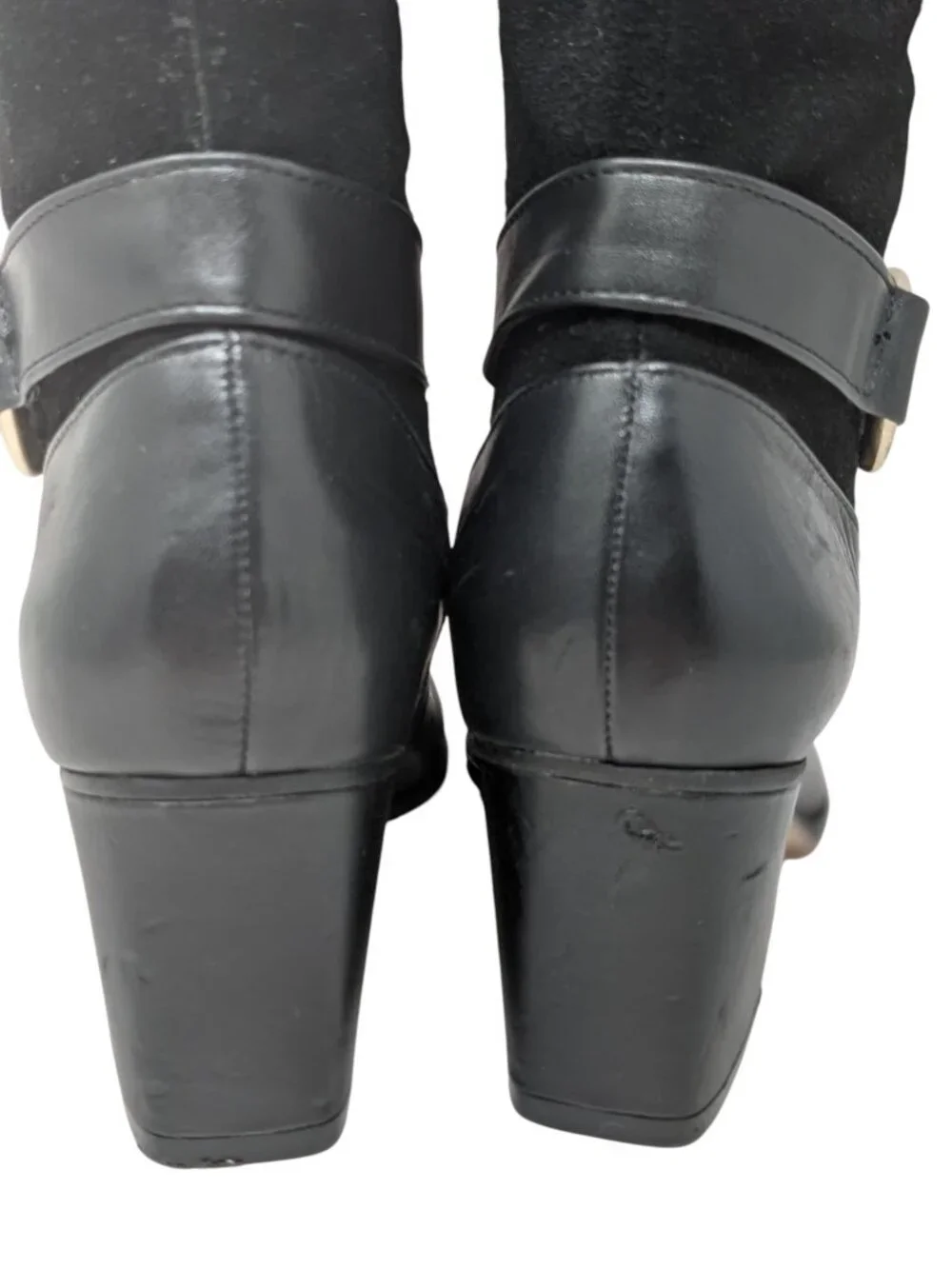 Sole Society Daleena Black Leather Suede Knee High Boots Women's 6.5